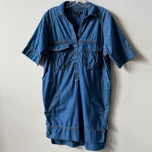 Banana Republic Chambray Denim 3/4 Sleeve Collared Dress Size Small - Picture 5 of 12